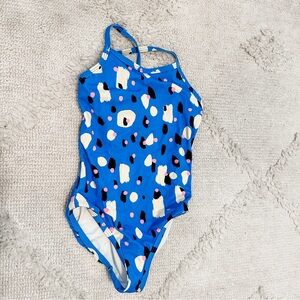 Hanna Andersson Blue and Pink Patterned Kids Swim One Piece